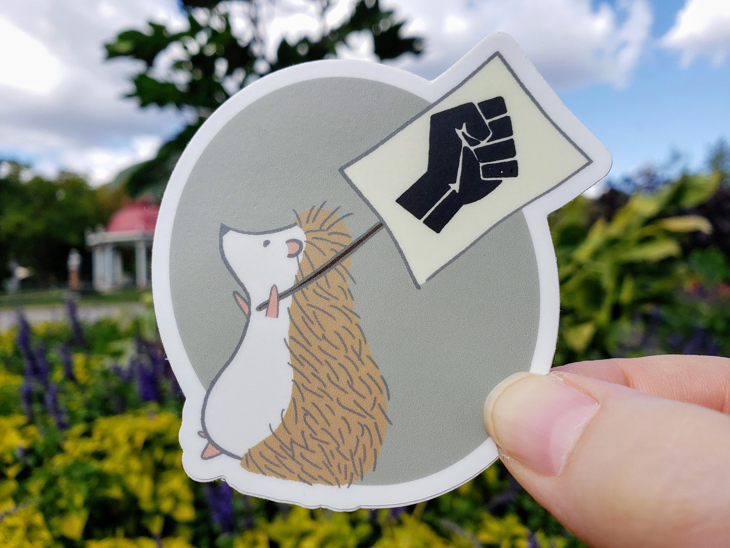 BLM Protest Hedgehog Vinyl Sticker - Front Shot