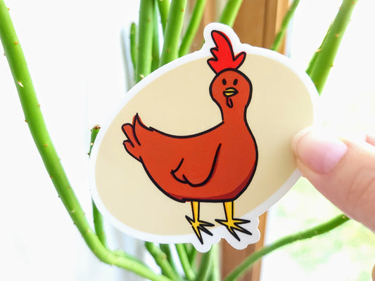 Cluck Capitalism Chicken Vinyl Sticker - Landscape Front Shot