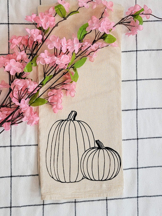 Pumpkin Screen Printed Tea Towel - Folded Shot