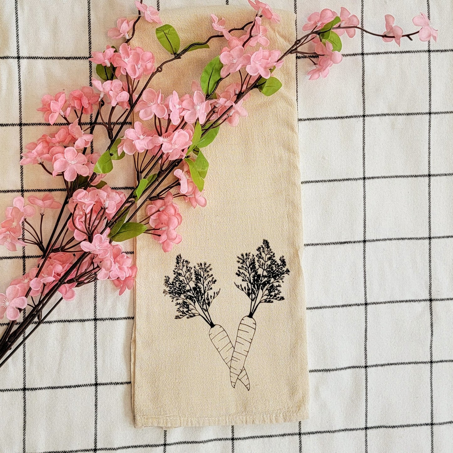 Carrots Screen Printed Tea Towel - Landscape Folded Shot