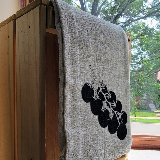 Tomato Screen Printed Tea Towel - Hanging Shot