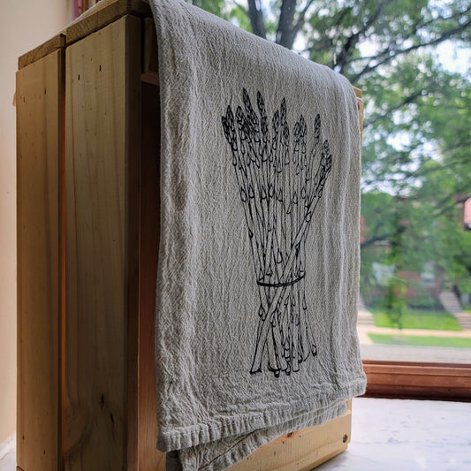 Asparagus Screen Printed Tea Towel - Hanging Shot