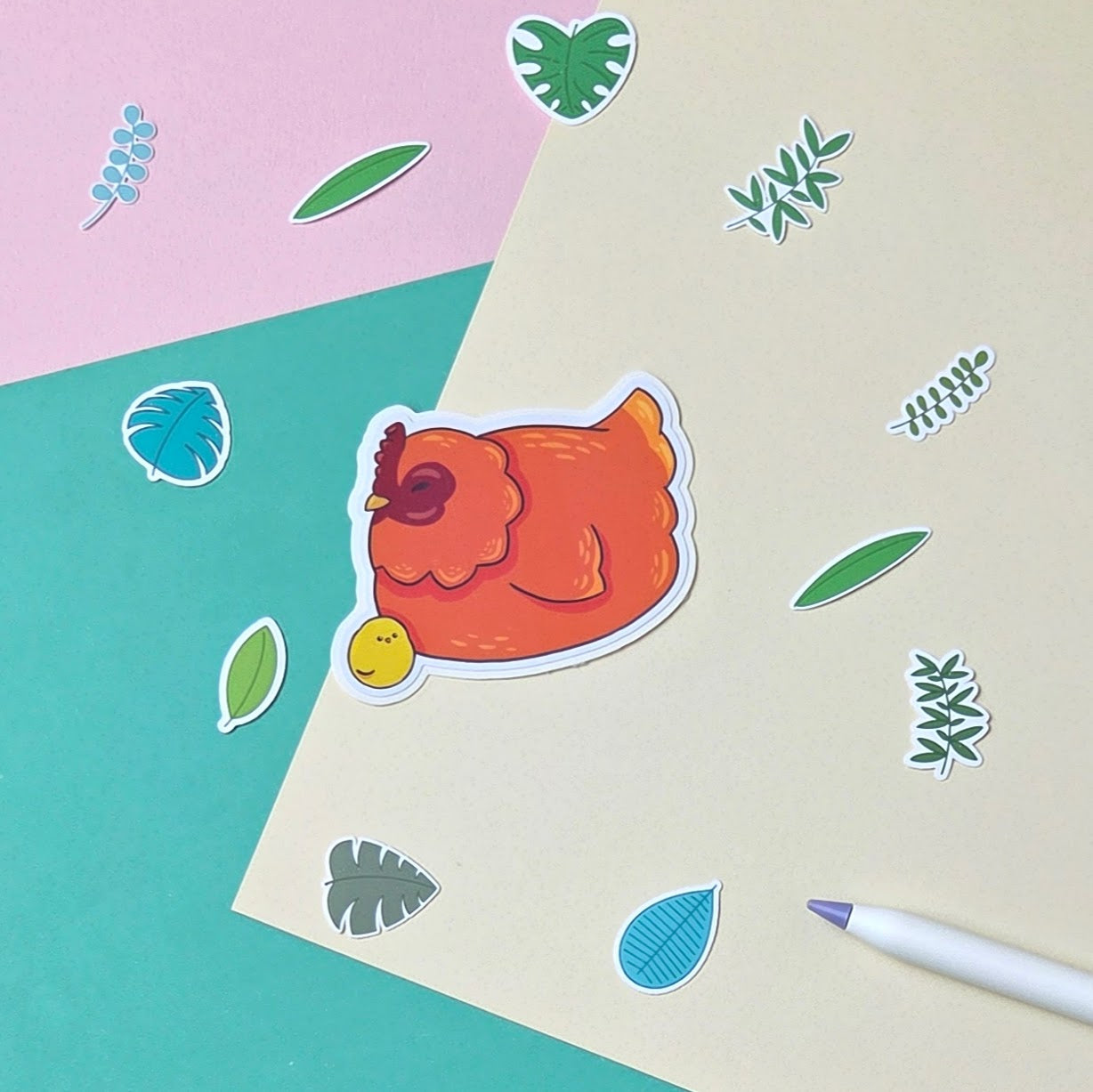 Hen and Chick Sticker