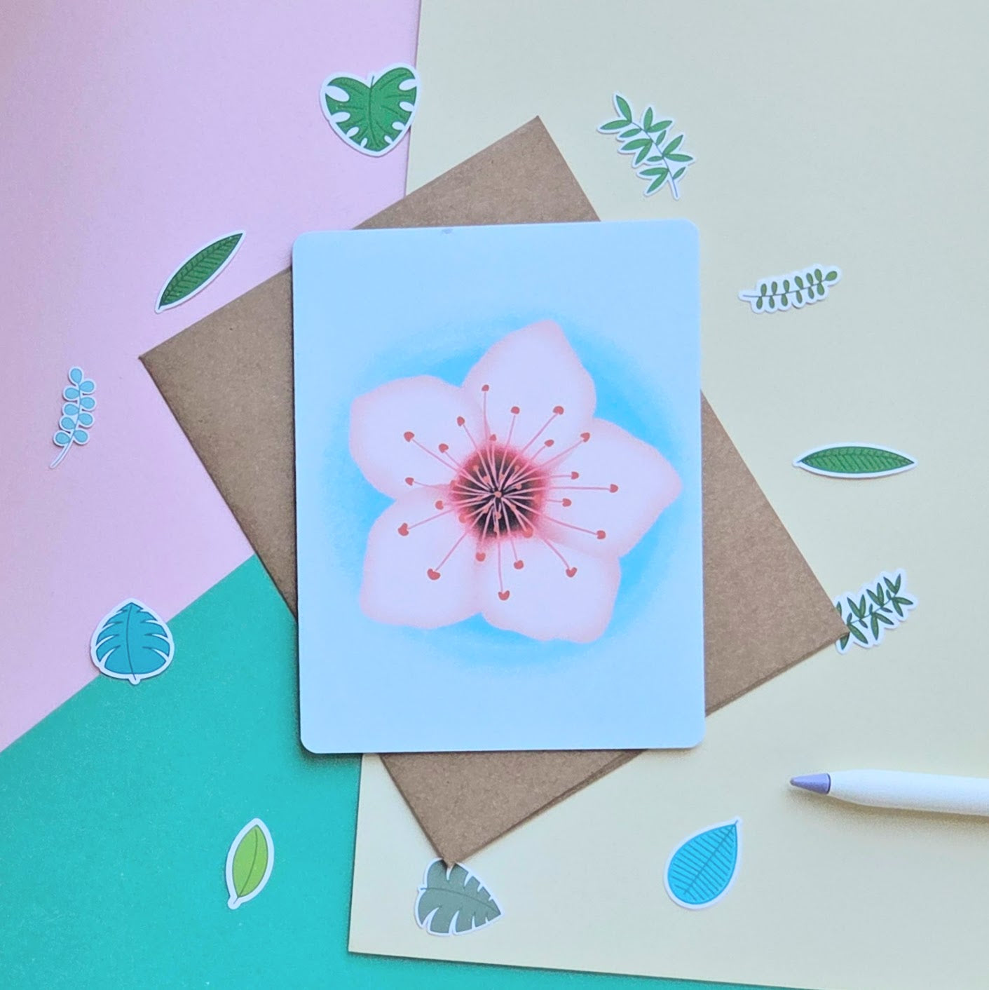 Cherry Blossom Handmade Greeting Card