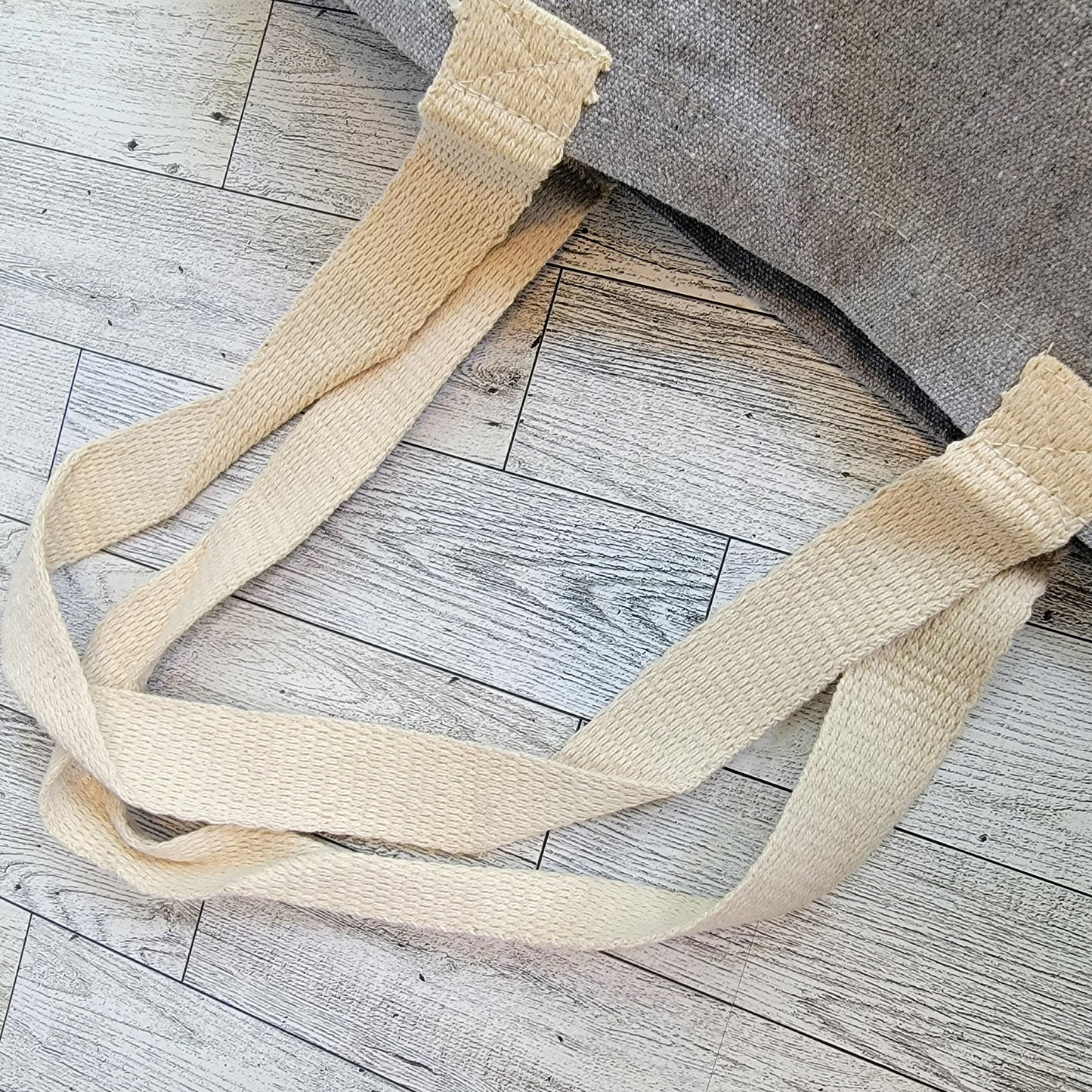 Koi Fish Recycled Canvas Tote Bag - Black on Dark Grey - Bag Handles Shot