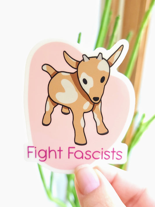 Fight Fascists Goat Vinyl Sticker - Front Shot