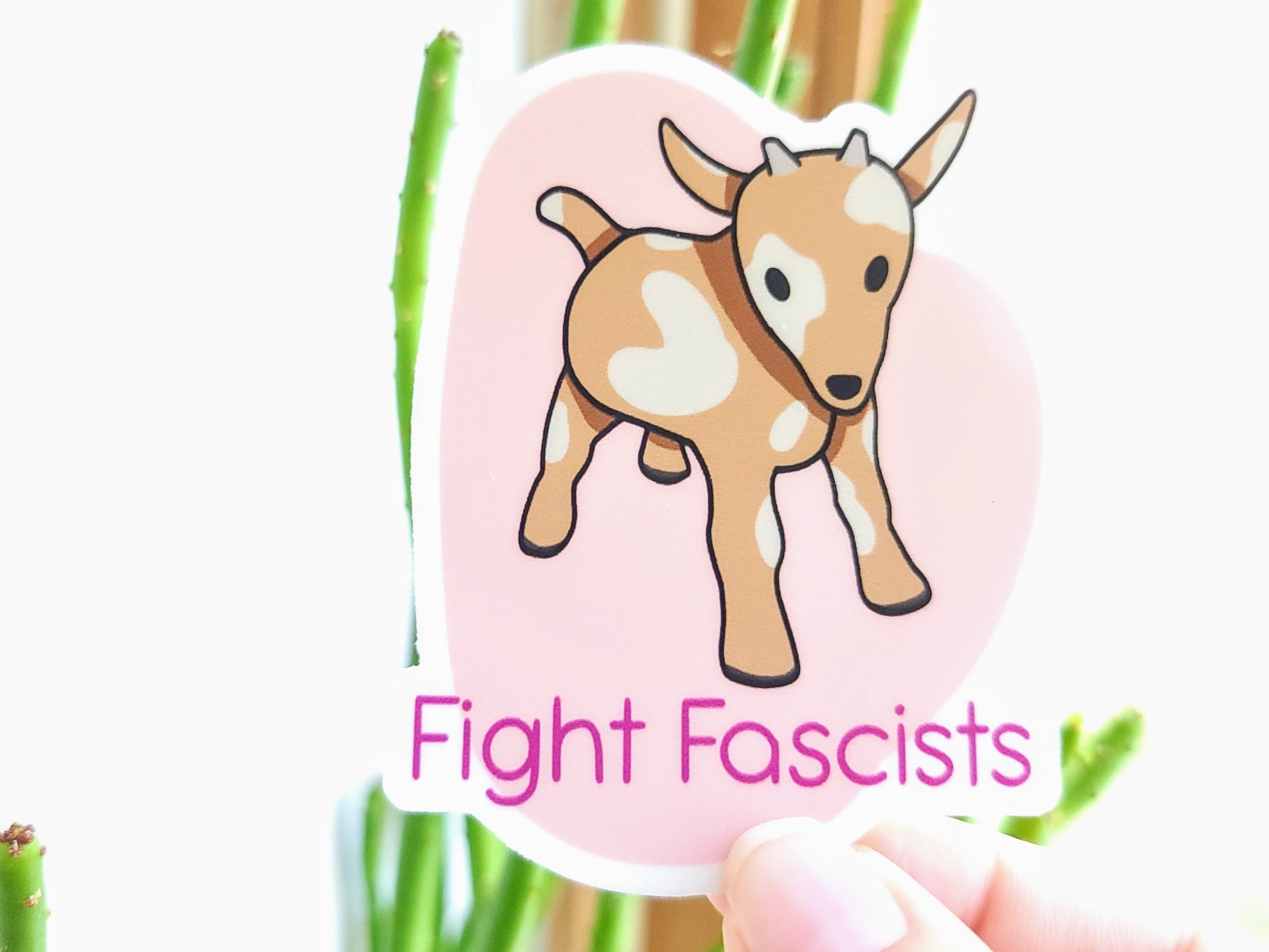 Fight Fascists Goat Vinyl Sticker - Landscape Front Shot