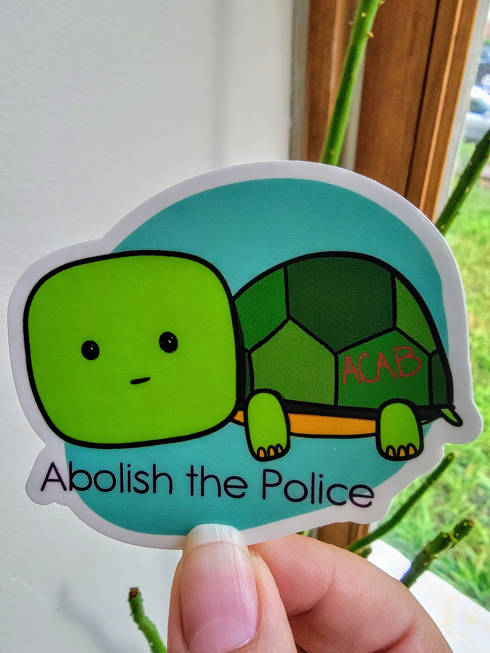 Abolish the Police Turtle Vinyl Sticker - Front Shot