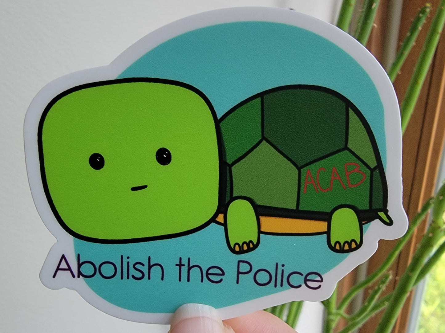 Abolish the Police Turtle Vinyl Sticker - Landscape Front Shot