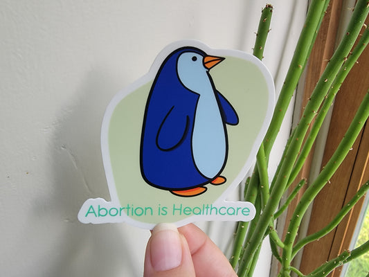 Abortion is Health Care Penguin Vinyl Sticker - Front Shot