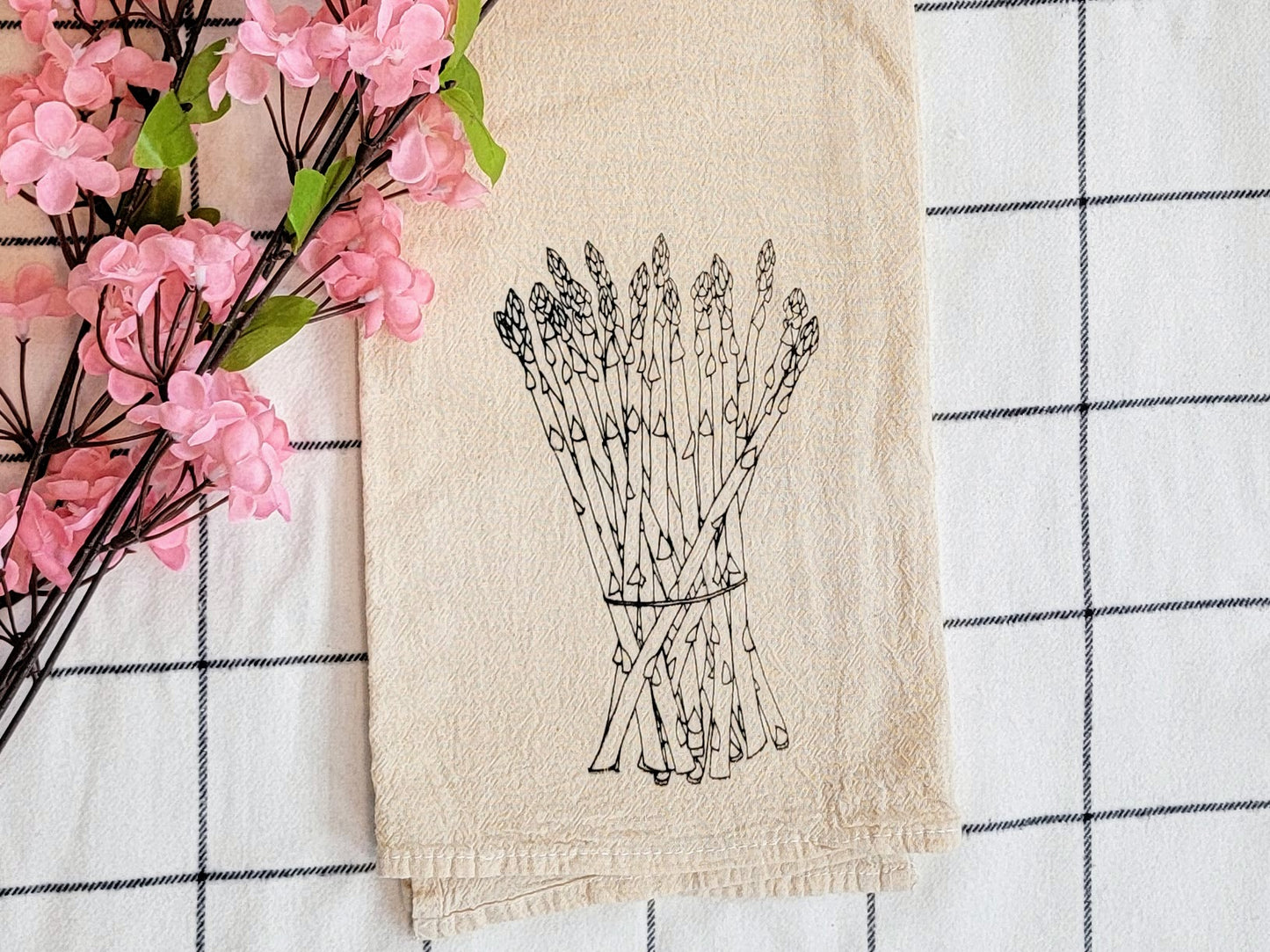 Asparagus Screen Printed Tea Towel - Landscape Close Up Shot
