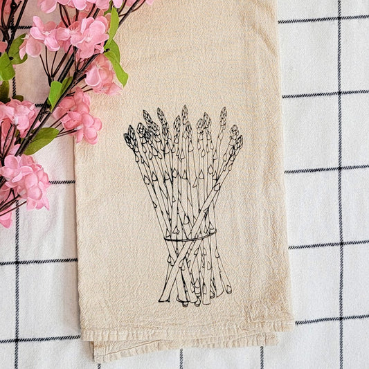 Asparagus Screen Printed Tea Towel - Close Up Shot