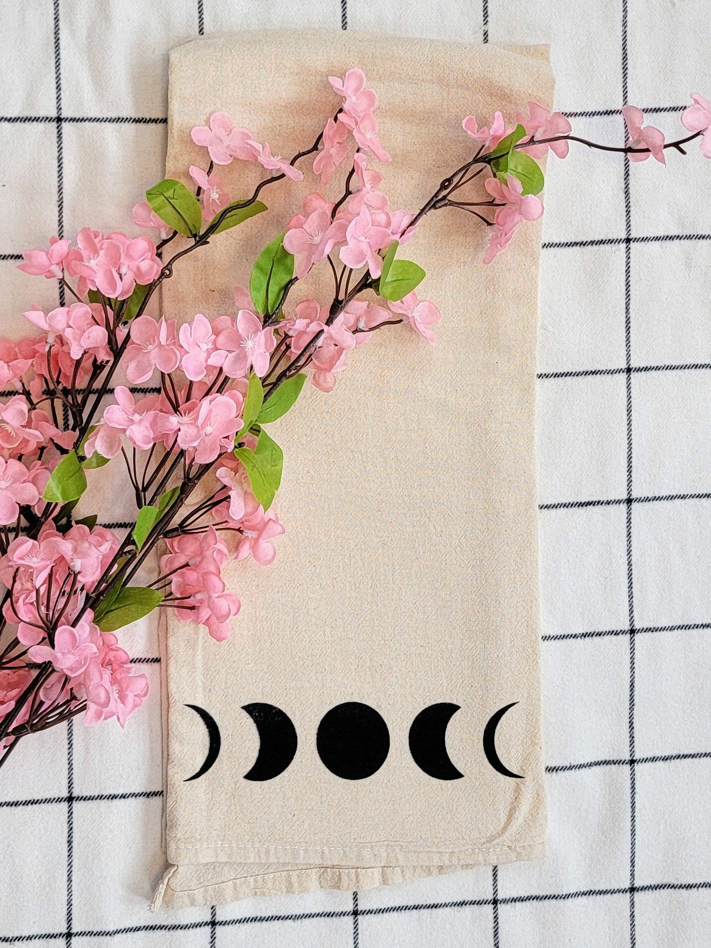 Moon Phases Screen Printed Tea Towel - Folded Shot