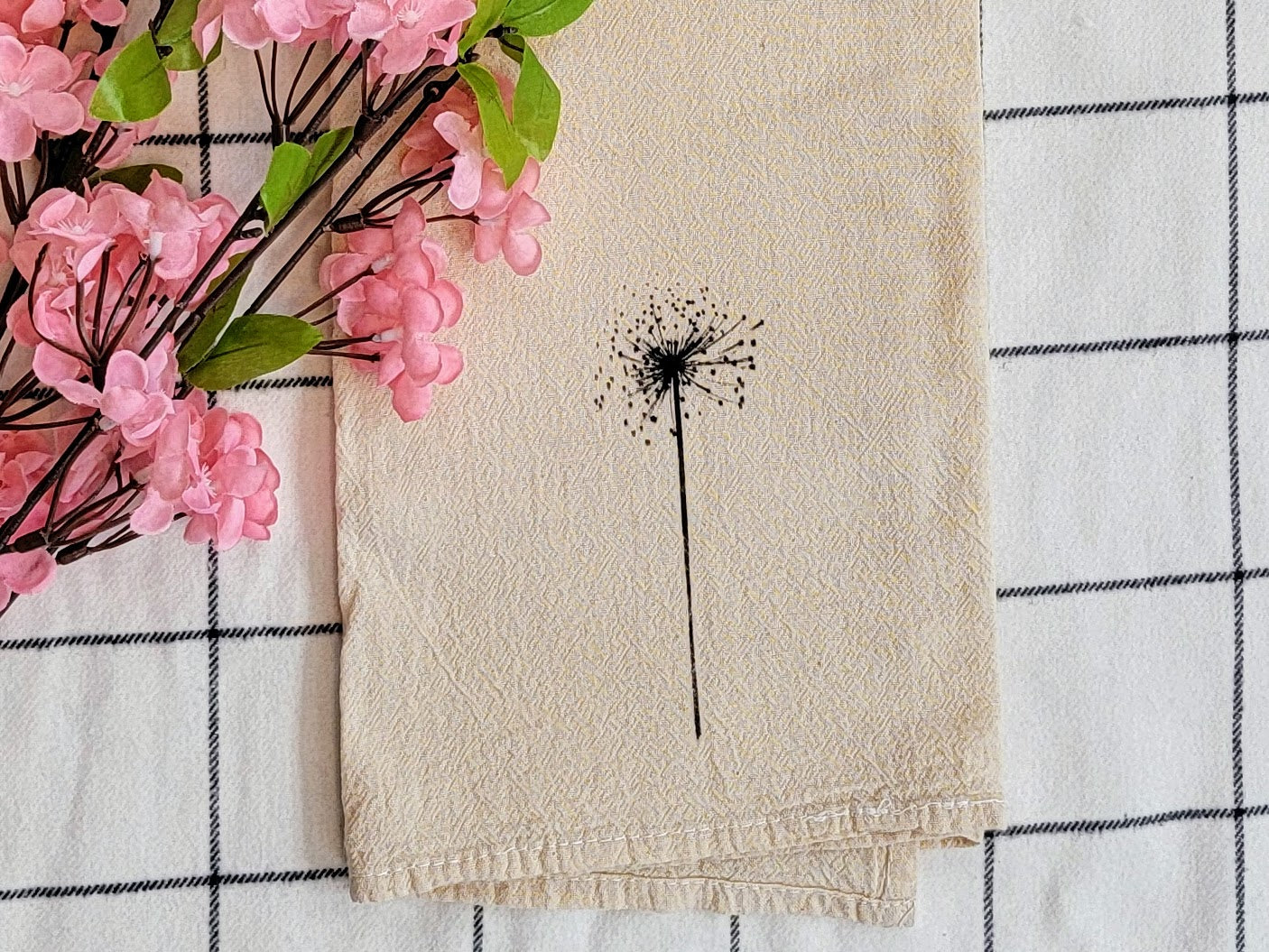 Dandelion Screen Printed Tea Towel - Landscape Close Up Shot