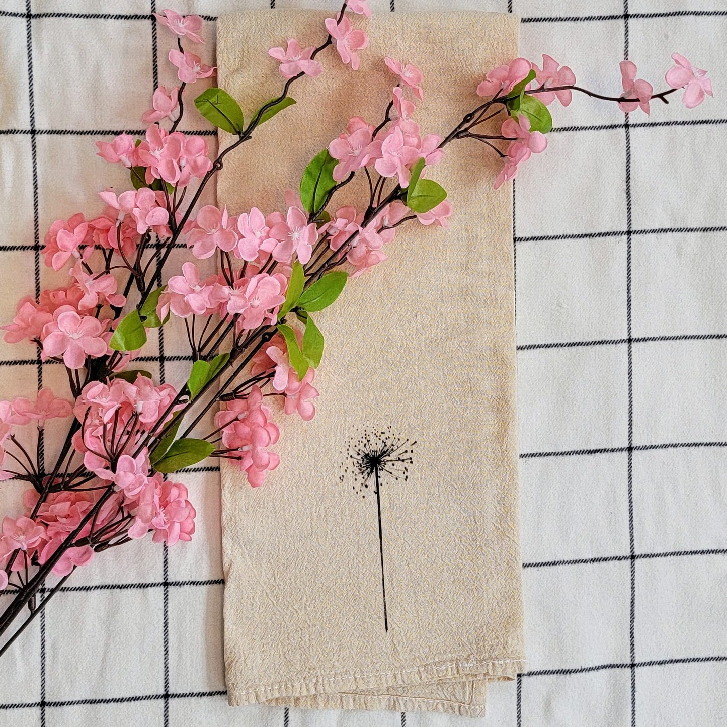 Dandelion Screen Printed Tea Towel - Folded Shot