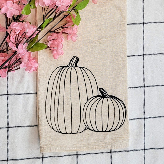 Pumpkin Screen Printed Tea Towel - Close Up Shot