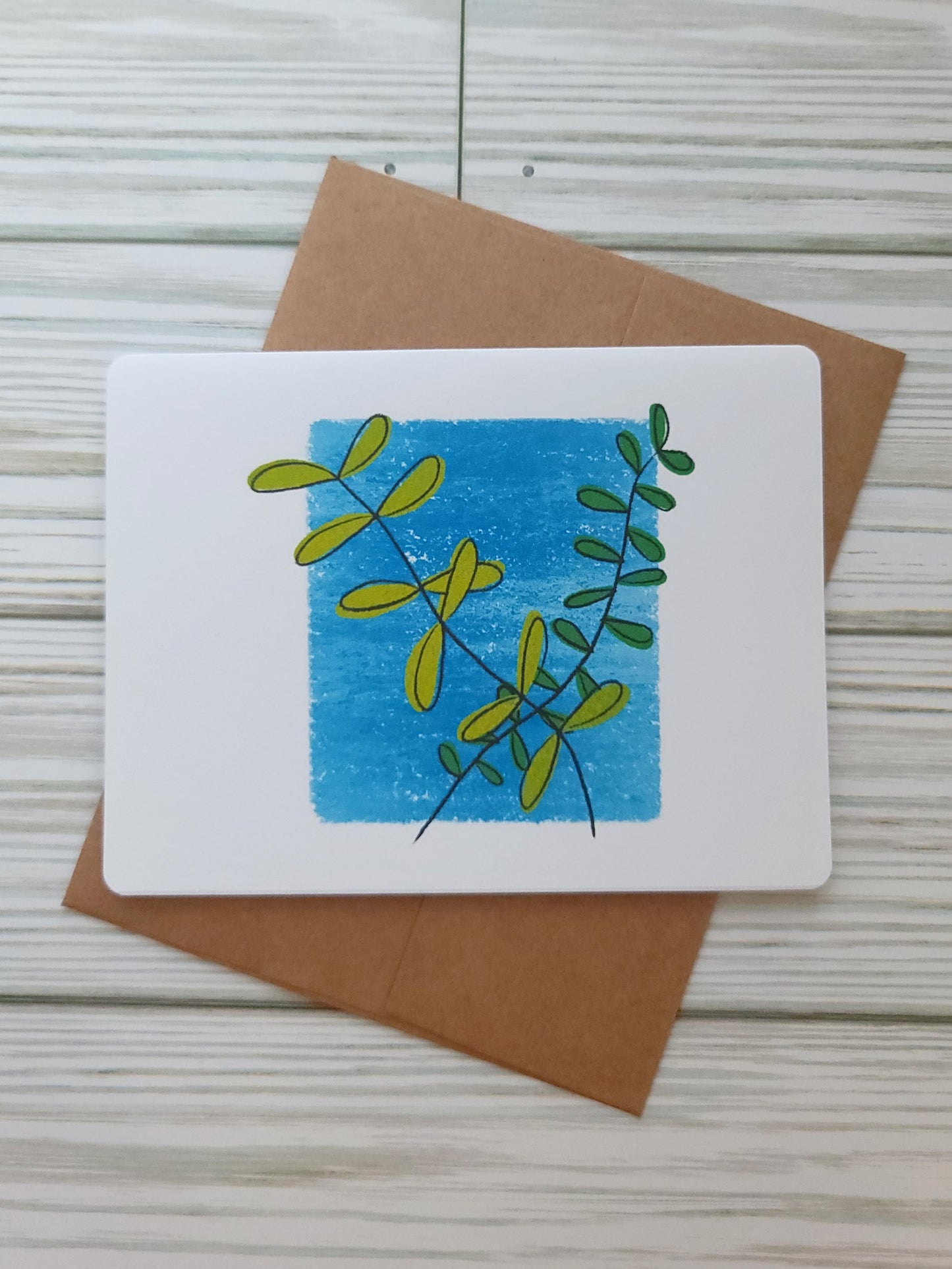 Plant Handmade Greeting Card - Recycled Paper and Kraft Paper - Overhead Shot