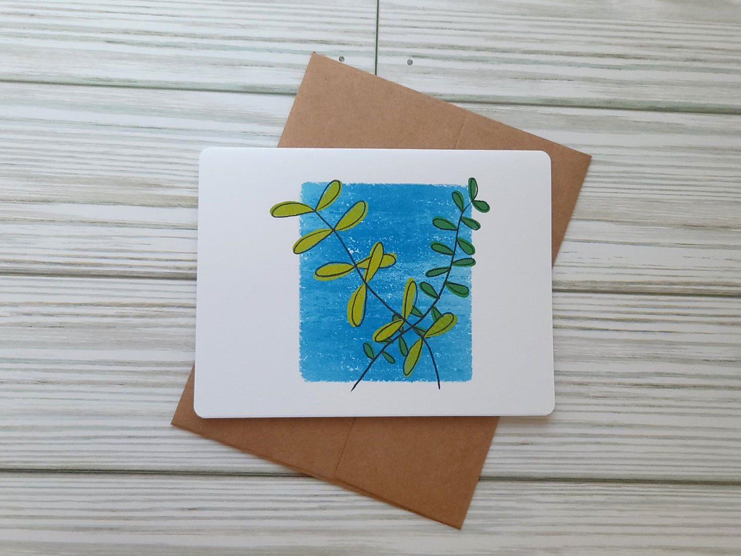 Plant Handmade Greeting Card - Recycled Paper and Kraft Paper - Landscape Overhead Shot