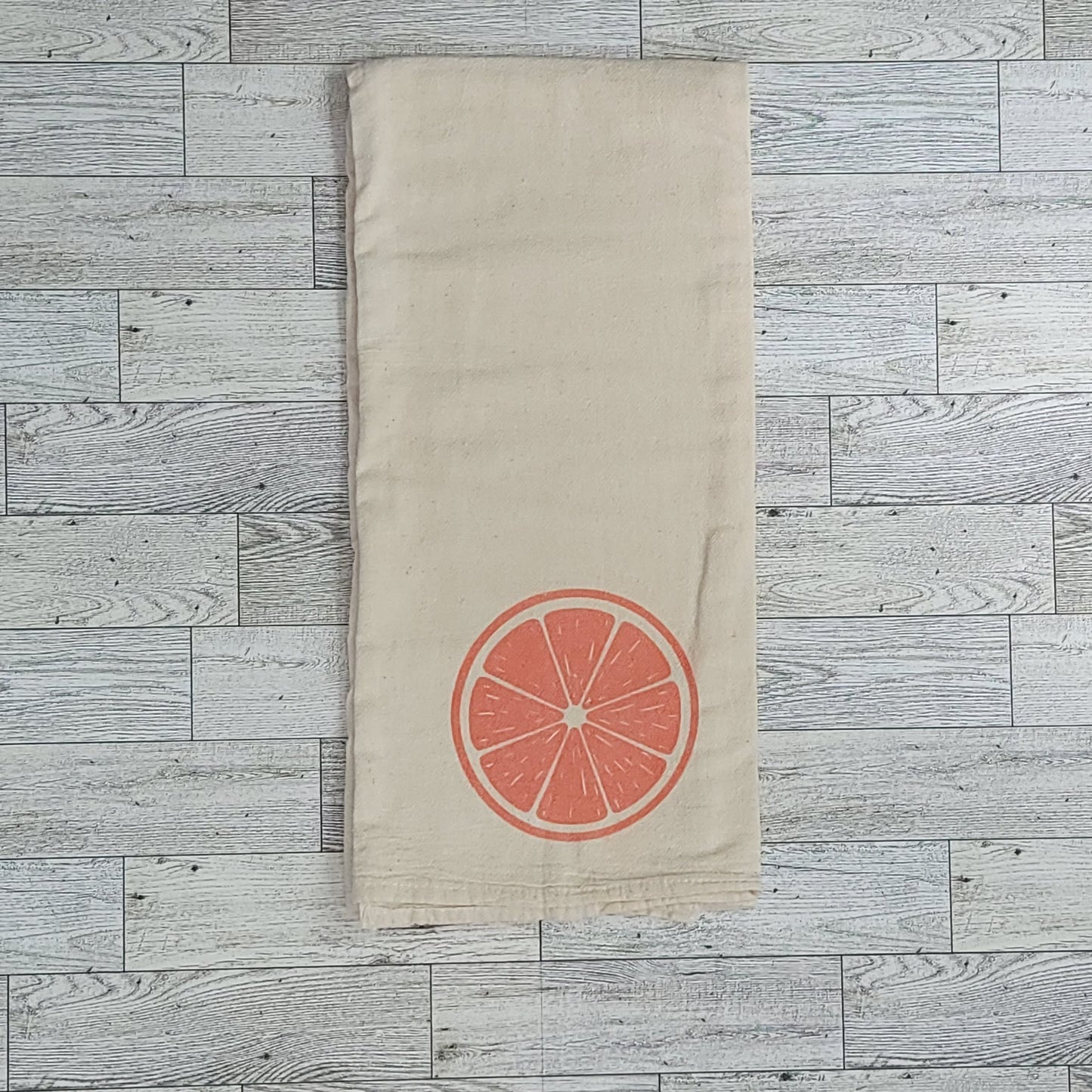 Orange Citrus Slice Screen Printed Tea Towel - Folded Shot