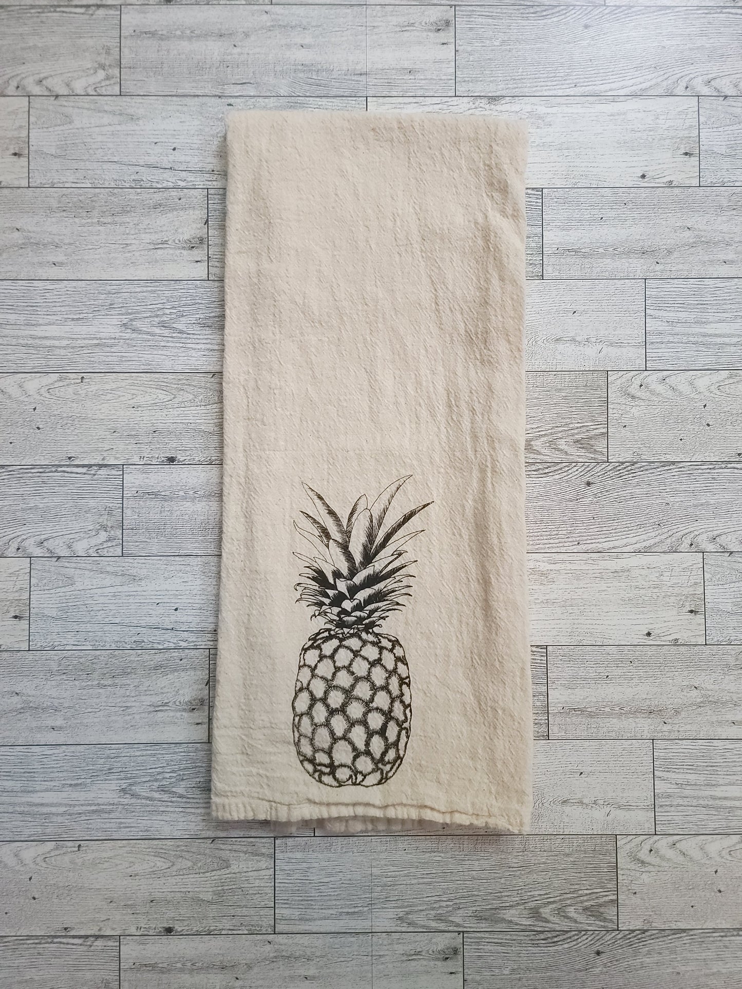 Pineapple Screen Printed Tea Towel - Folded Shot