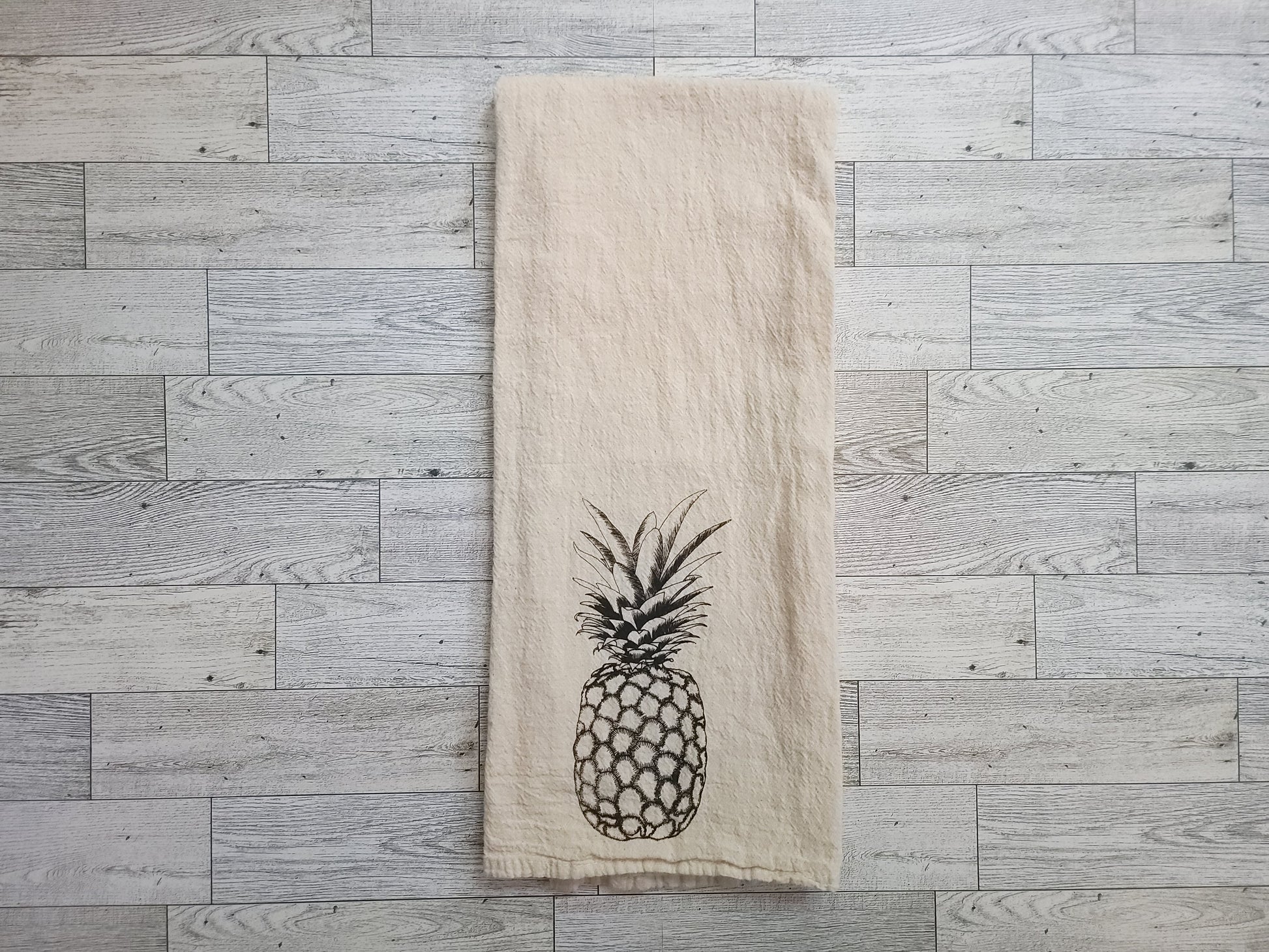 Pineapple Screen Printed Tea Towel - Landscape Folded Shot