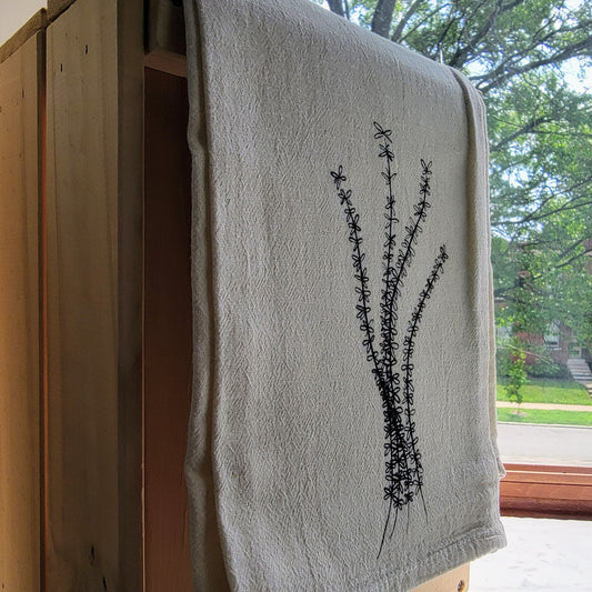 Thyme Screen Printed Tea Towel - Hanging Shot
