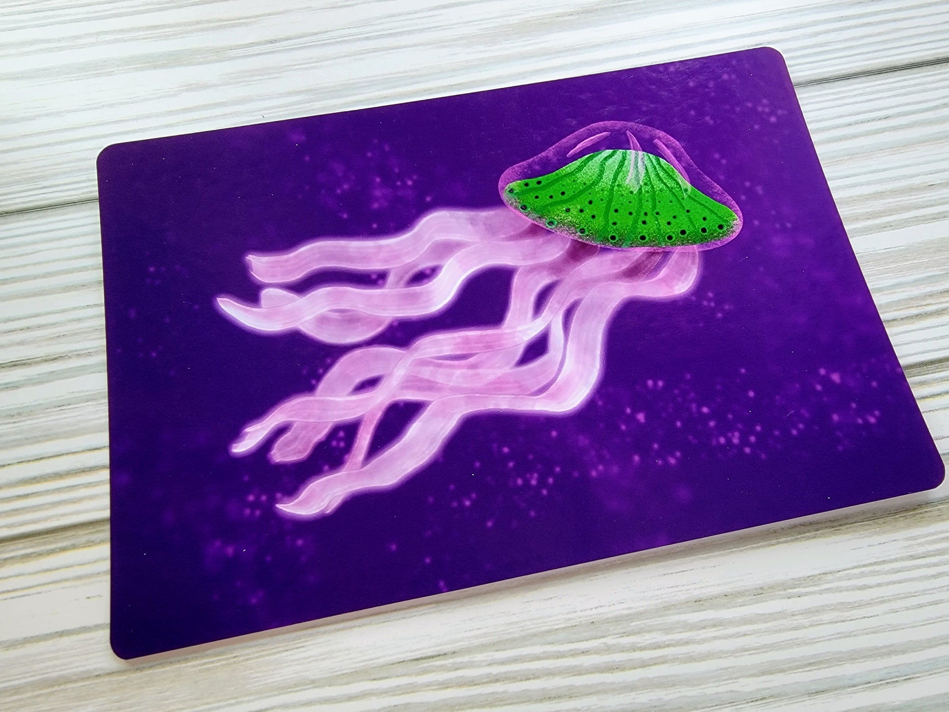Purple Jellyfish Postcard - Front Shot Angled