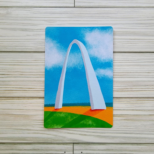 Watercolor STL Arch Postcard - Overhead Shot