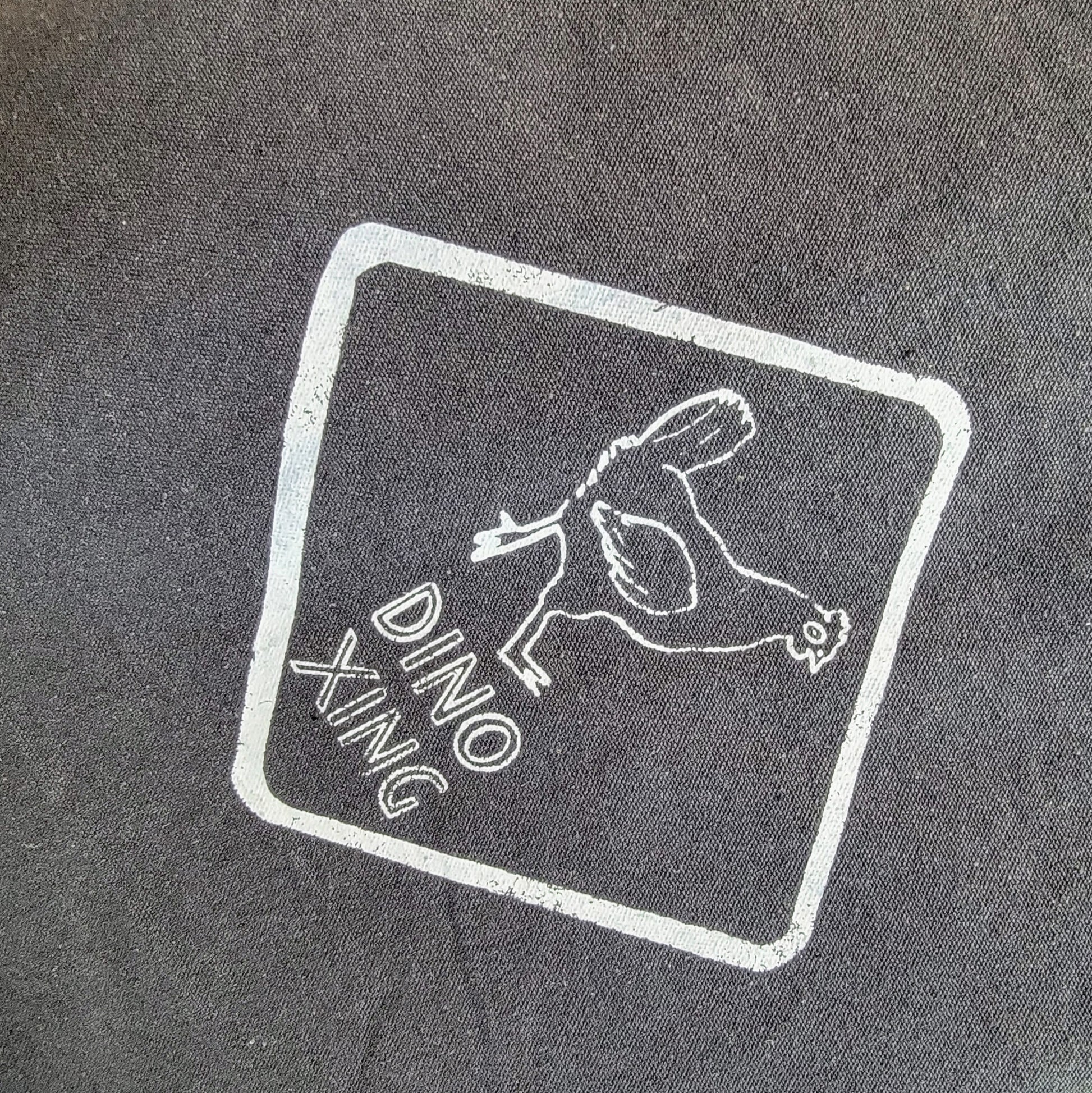 Chicken Dino Crossing Dark Grey Recycled Canvas Tote Bag - Print Image Shot