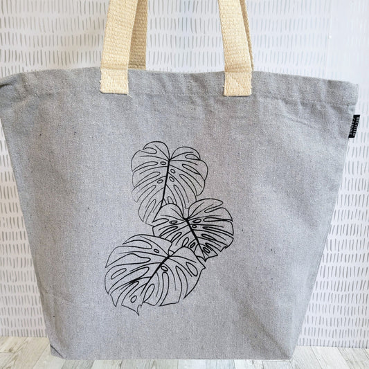 Monstera Recycled Canvas Tote Bag - Front Shot