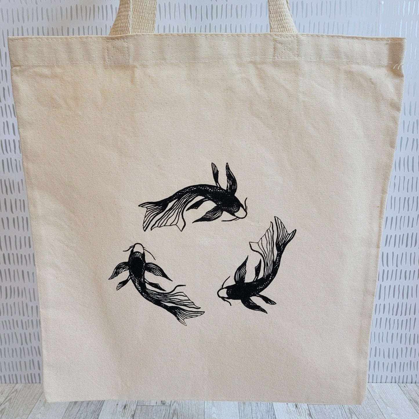 Koi Fish Canvas Tote Bag - Front Shot