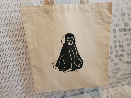Ghost Puppy Canvas Tote Bag