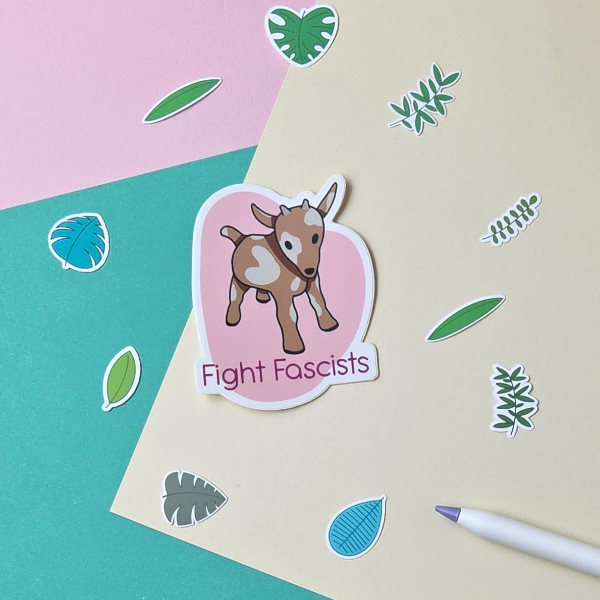 Fight Fascists Goat Sticker