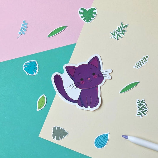 Purple Cat Sticker