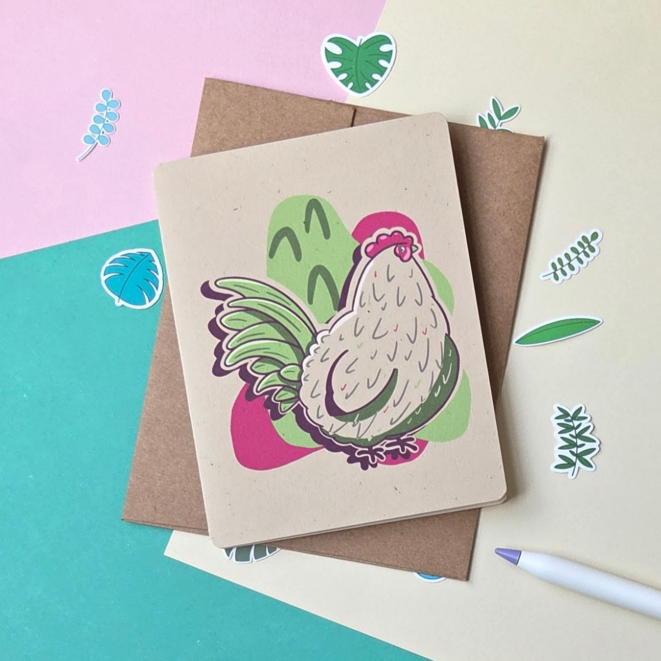 Bantam Rooster Stylized Greeting Card