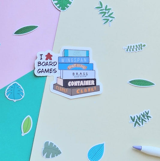 I Love Stack of Board Games Sticker