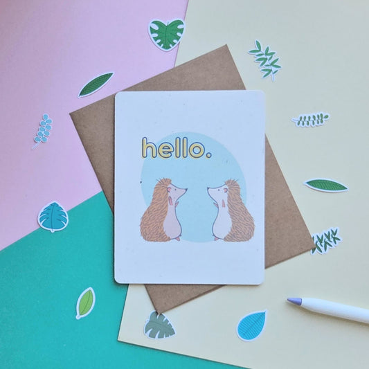 Hedgehog Hello Handmade Greeting Card