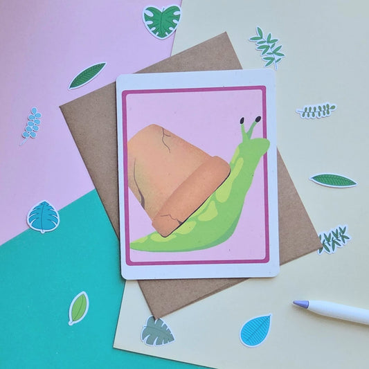 Potted Plant Snail Greeting Card