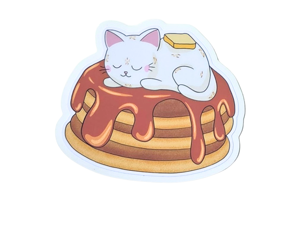 Cat Napping on Pancakes Sticker
