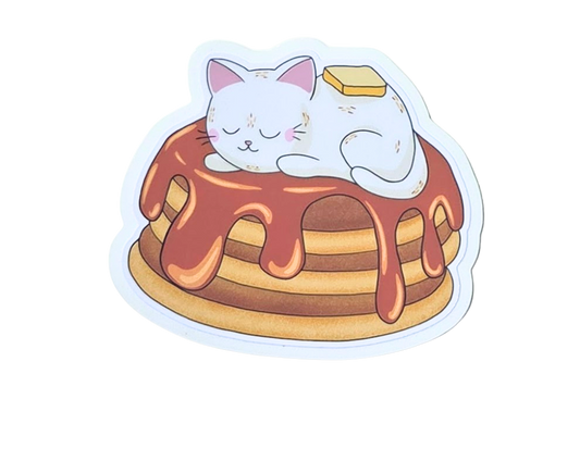 Cat Napping on Pancakes Sticker