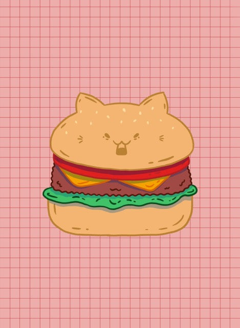 Cat Cheeseburger Art Print