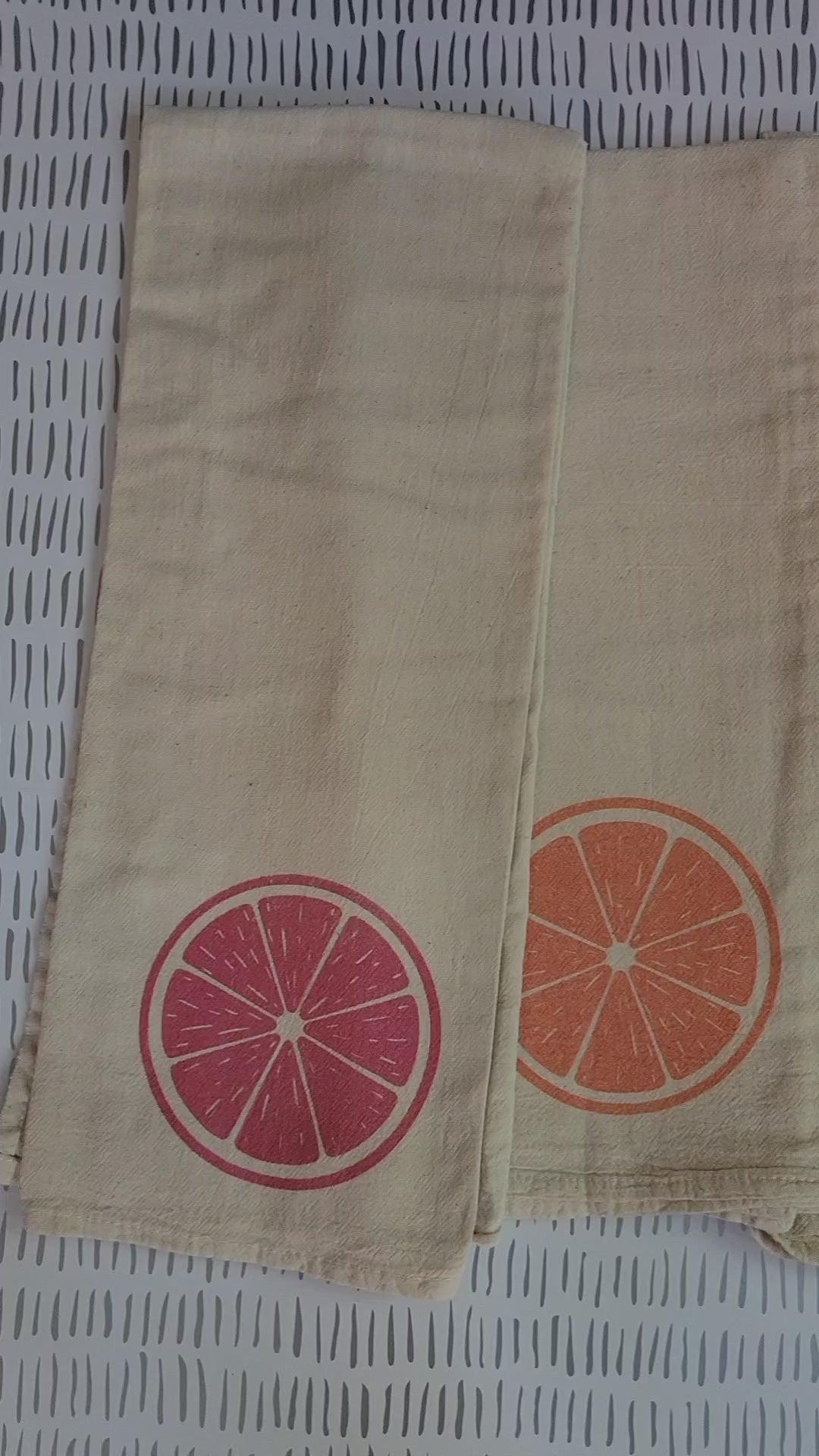 Rainbow Citrus Slices Screen Printed Tea Towels - Video Clip